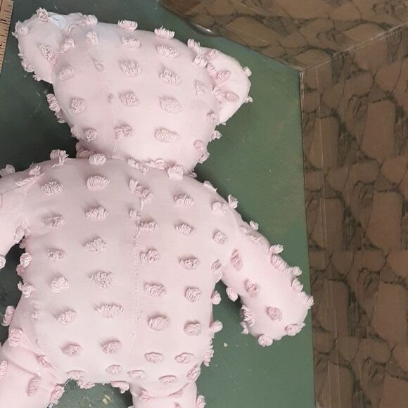 Vintage Hand made pastel pink chenille bear with crocheted blanket - Picture 4 of 8